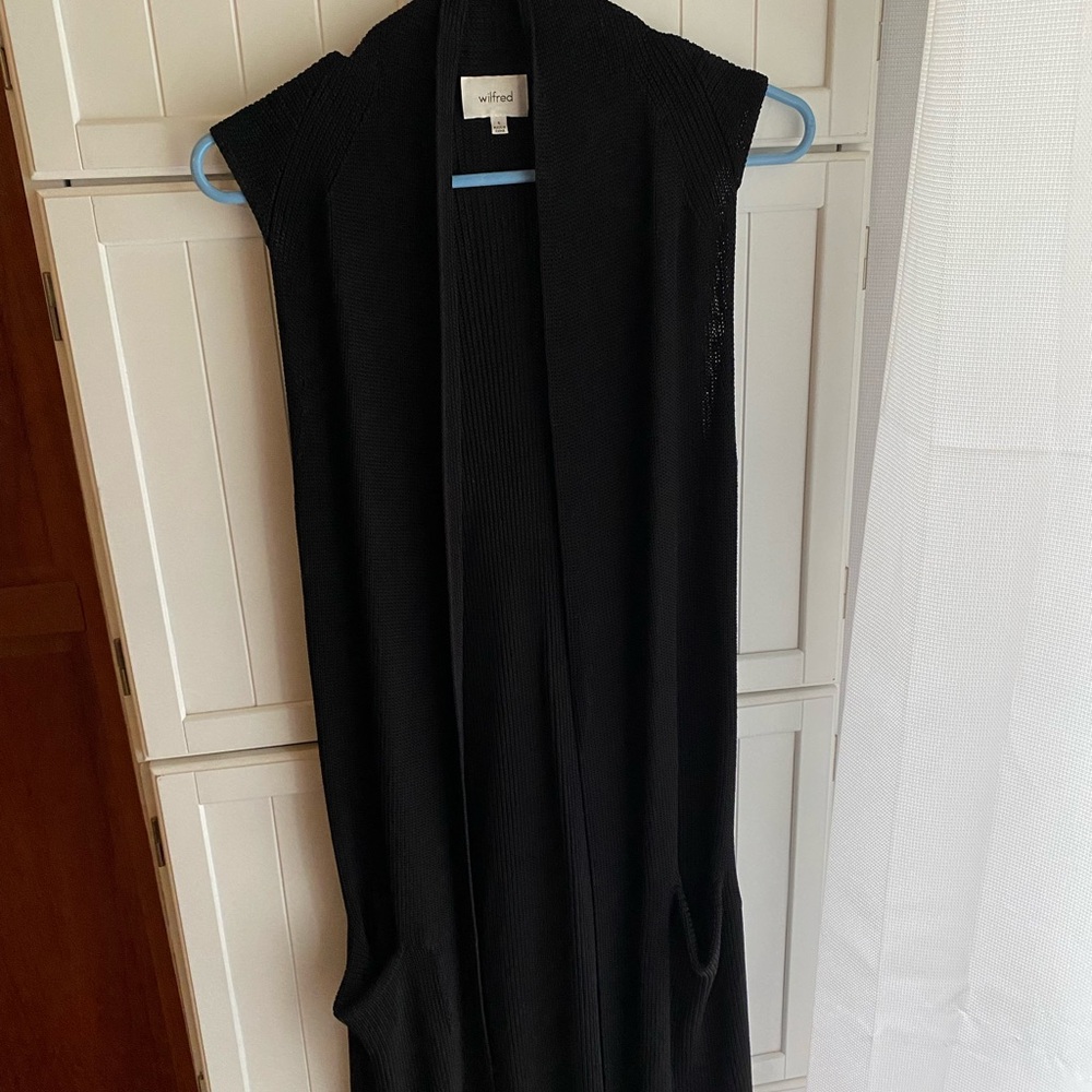 Wilfred by Aritzia Black Rayon Knit Cardigan Duster - Picture 5 of 8